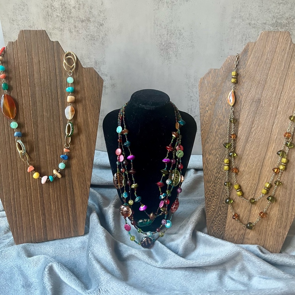 Boho Artisan Stone & Glass Necklace Bundle | Earth Tone Layering Collection